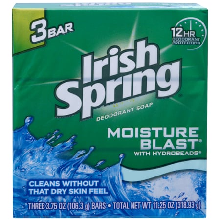 Bar Soap Moisture Blast 3 Bar 11.25 oz., PK18 -  IRISH SPRING, 114179